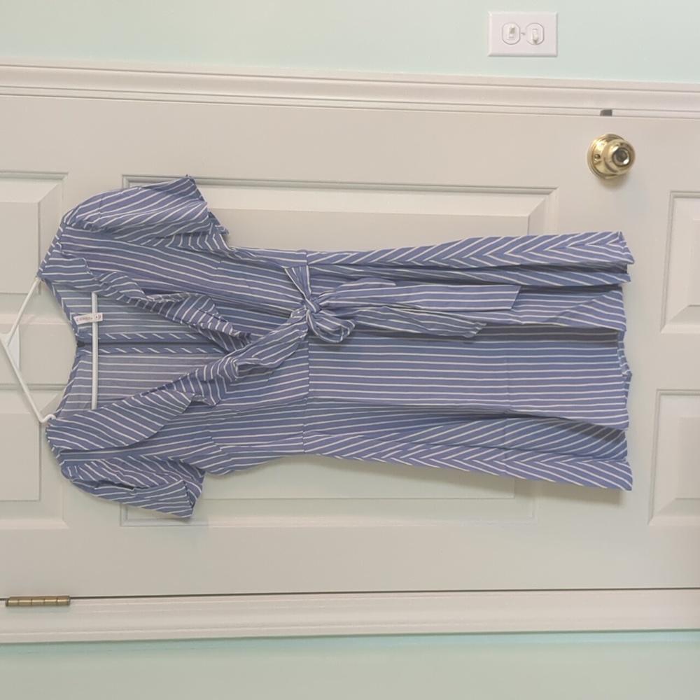 Blue and White Striped Dress